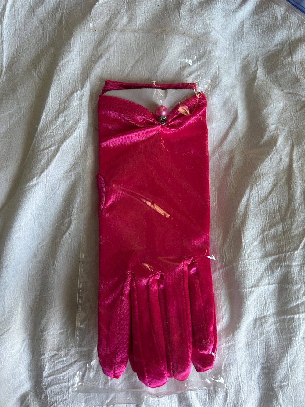 Pink party gloves. Costume accessory